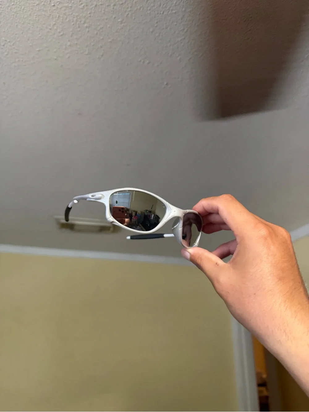 White  Protective Sunglasses with Silver Lenses Oakley
